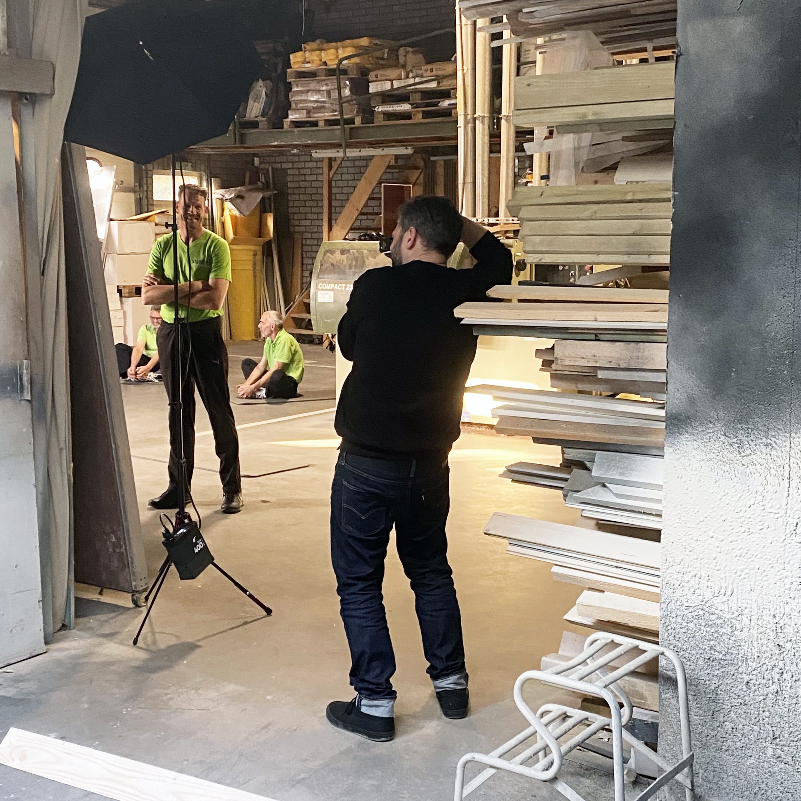 Fotoshoot in de werkplaats